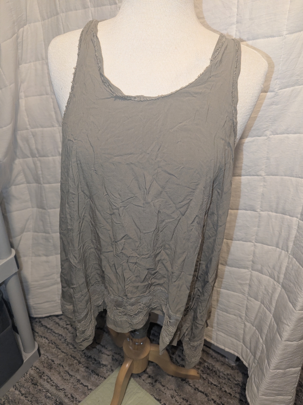 Free People Scoop Neck Tank with Lace Hem